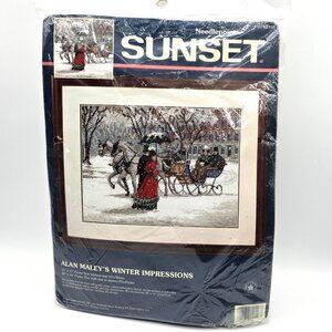 SUNSET Alan Maley's Winter Impressions Needlepoint Kit Victorian Horse Carriage